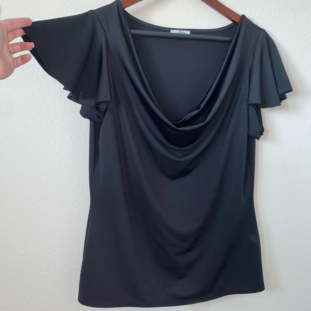 Cache Drop Neck Flutter Sleeve Blouse Large - image 3